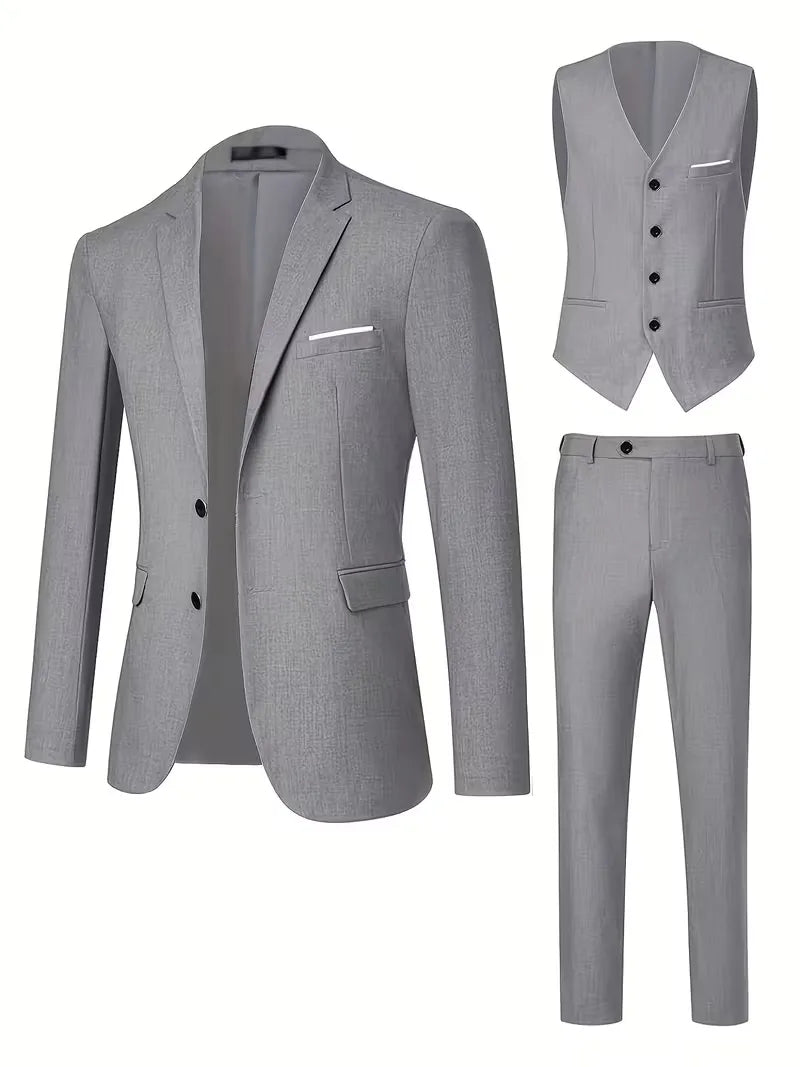 Driedelig herenpak met colbert en pantalon voor elke feestelijke gelegenheid