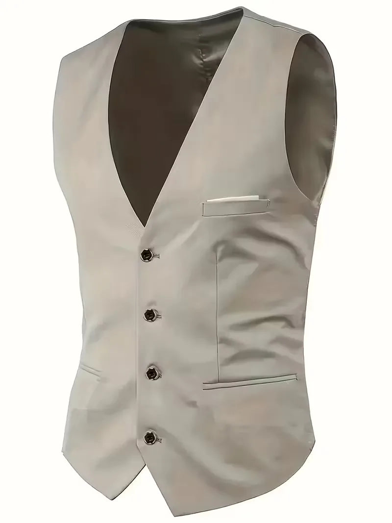 Elegant blauw slim fit herenpak bestaande uit colbert, vest en broek