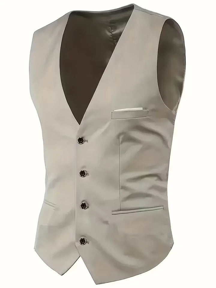 Elegant blauw slim fit herenpak bestaande uit colbert, vest en broek
