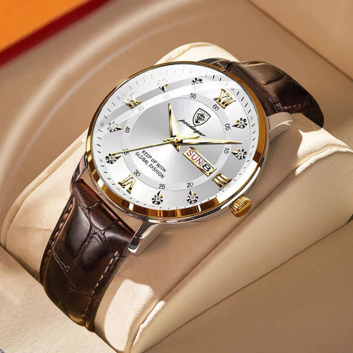 Heren waterdicht horloge Goud Wit details