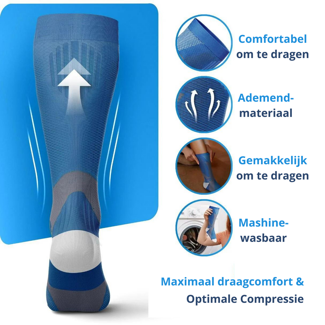 Steunkousen verbeteren bloedsomloop en verminderen vermoeide benen; ideaal voor dagelijks comfort en gezondheid.