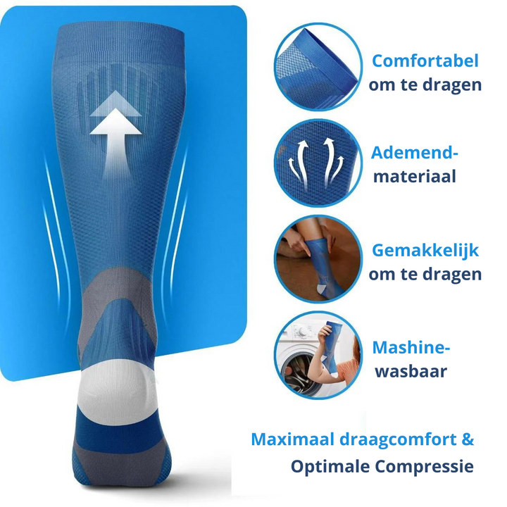 Steunkousen verbeteren bloedsomloop en verminderen vermoeide benen; ideaal voor dagelijks comfort en gezondheid.