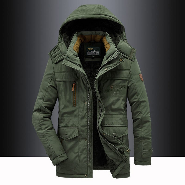 Waterafstotende heren winterjas met warme capuchon en gewatteerd design voor outdoor.