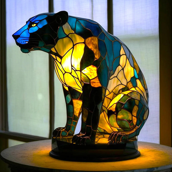 Accentueer uw interieur met deze betoverende dierenlamp, handgemaakte glasinlood sfeerverlichting.