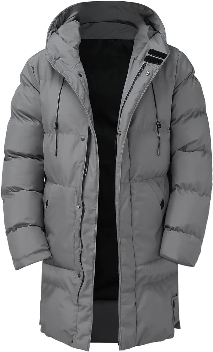 Details van de warme winterjas voor heren