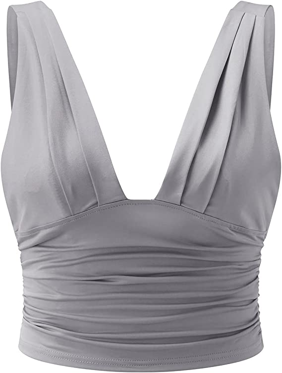 Chique zomertop voor dames met ruches en V-hals. Elegante mouwloze top uit onze collectie dameskleding.