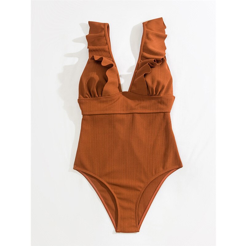 Boho badpak voor dames, comfortabele pasvorm, met elegante V-hals en ruches.