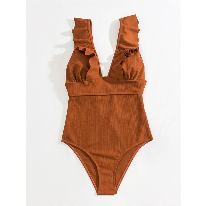 Boho badpak voor dames, comfortabele pasvorm, met elegante V-hals en ruches.