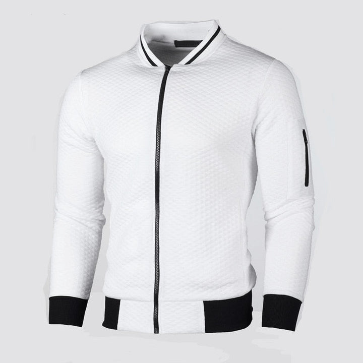 Rood slim fit heren vest met ruitpatroon; sportief en comfortabel, perfect voor de lente.