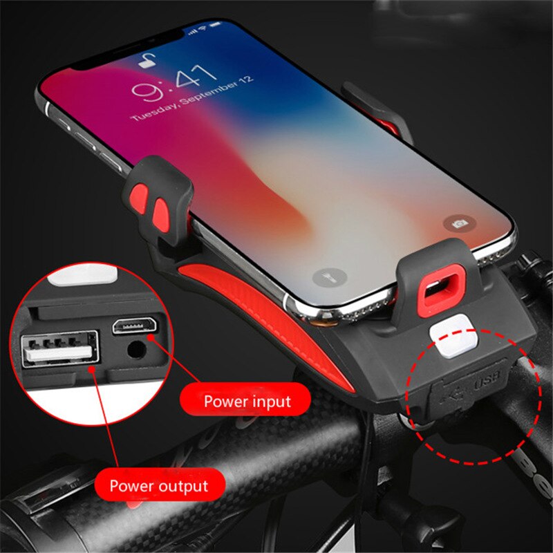 Universele telefoonhouder voor fiets, inclusief powerbank om je smartphone onderweg op te laden. Veilig en handig.