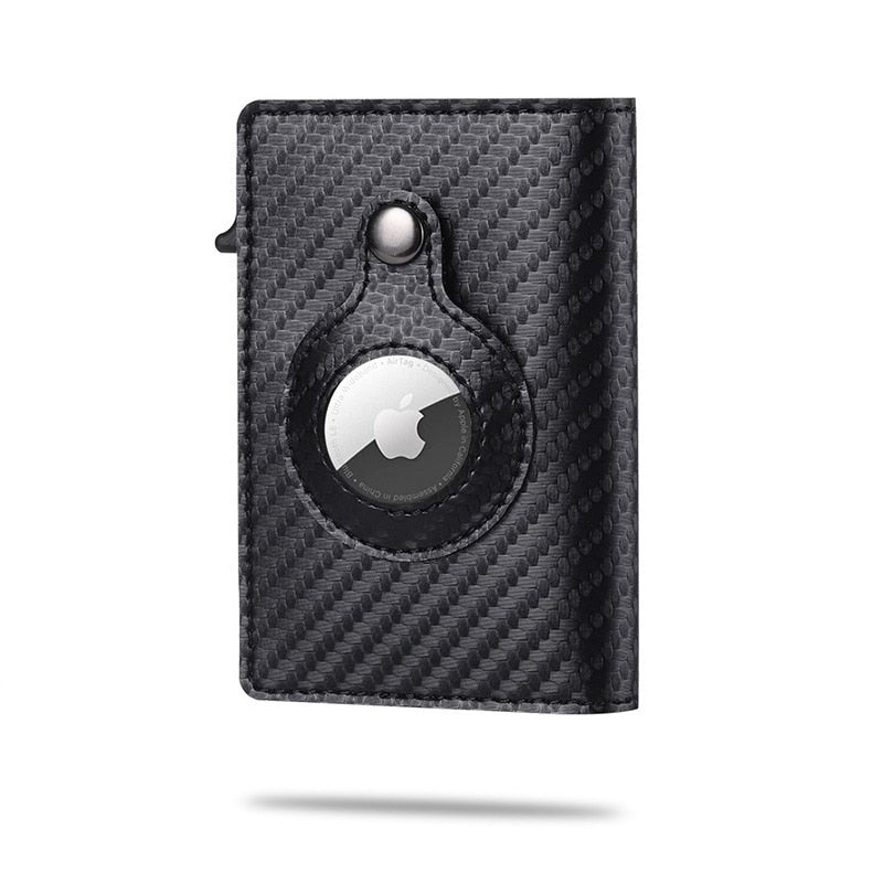 Carbon fiber smart portemonnee met tracker houder in zwart