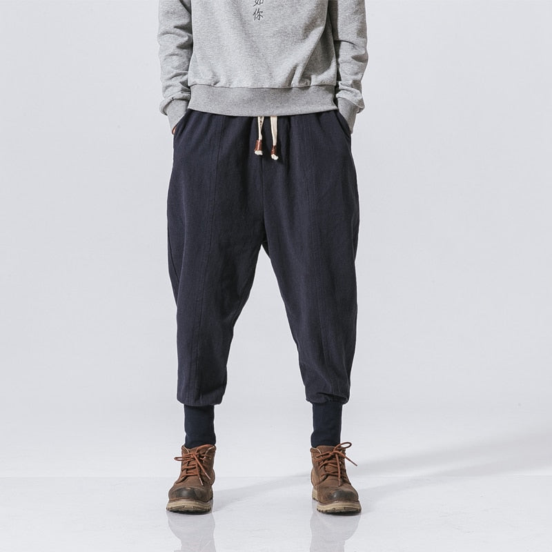 Baggy heren joggingbroek, harem model, met trekkoord voor optimale pasvorm.