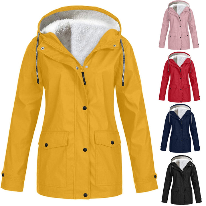 Gele Jeanne dames outdoor jas, waterdicht met capuchon