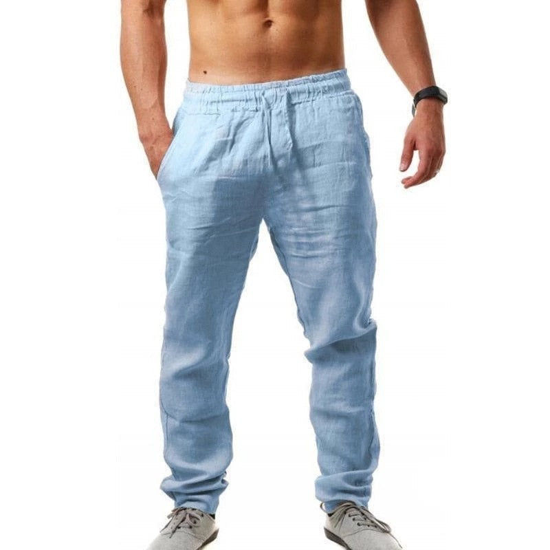 Jorian zomerbroek met rechte pijp en elastische taille, modieuze herenkleding.