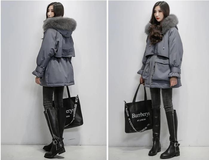 Elegante dames winterjas, korte uitvoering, thermische voering voor warmte.