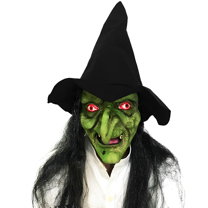 Theaterspecifiek oud mannen masker met beweegbare mond, zeer realistisch.
