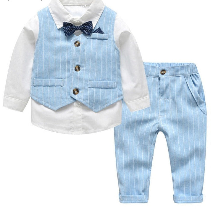 Peuteroutfit: jongens combiset met zachte blouse en broek. Ideaal voor dagelijks gebruik en feest.