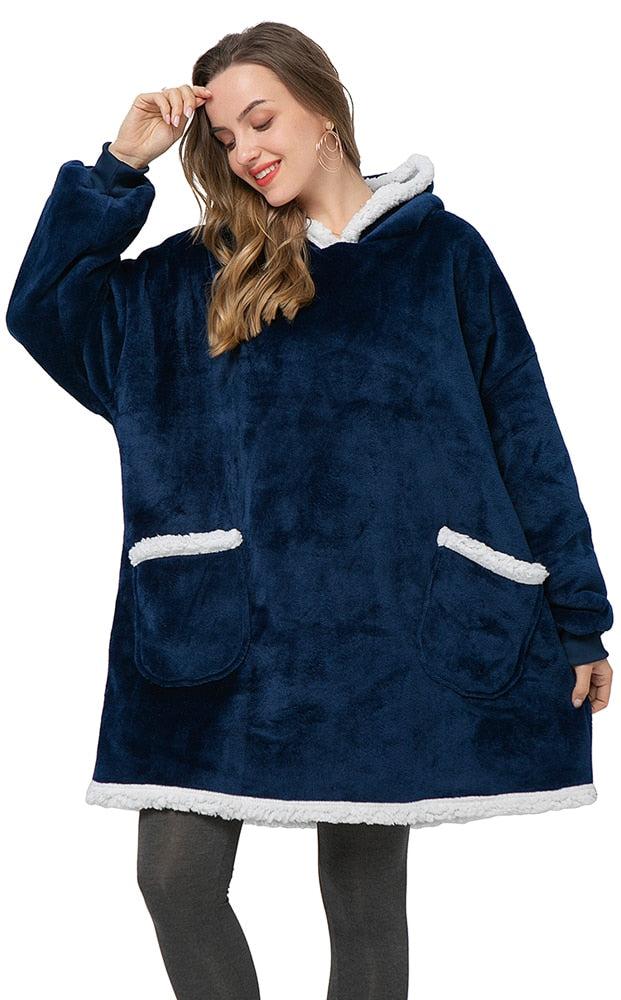 Hoge kwaliteit fleece hoodie deken voor dames en heren. Duurzaam en zacht.