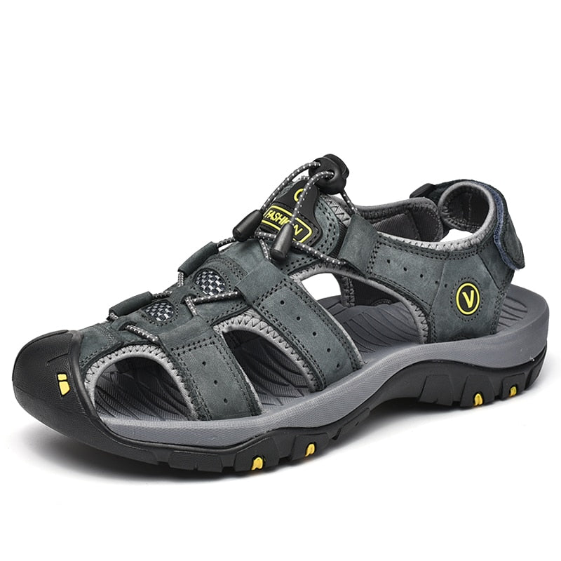 Grijze Lamar wandelsandalen; comfortabel, uitstekende grip voor heren en alle zomeractiviteiten.