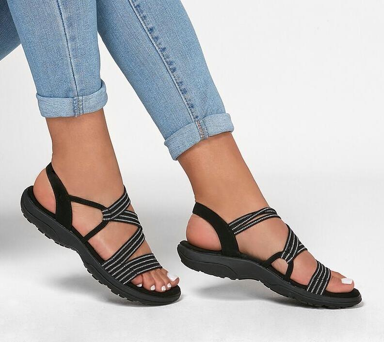 Dames comfort sandalen Sandls™ in beige met elastische band voor pijnvrij lopen de hele dag.