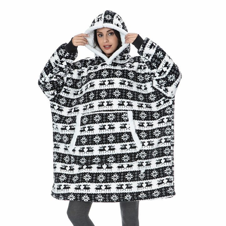 Unisex oversized dekenhoodie van zacht fleece, perfect voor thuis relaxen en warmte.