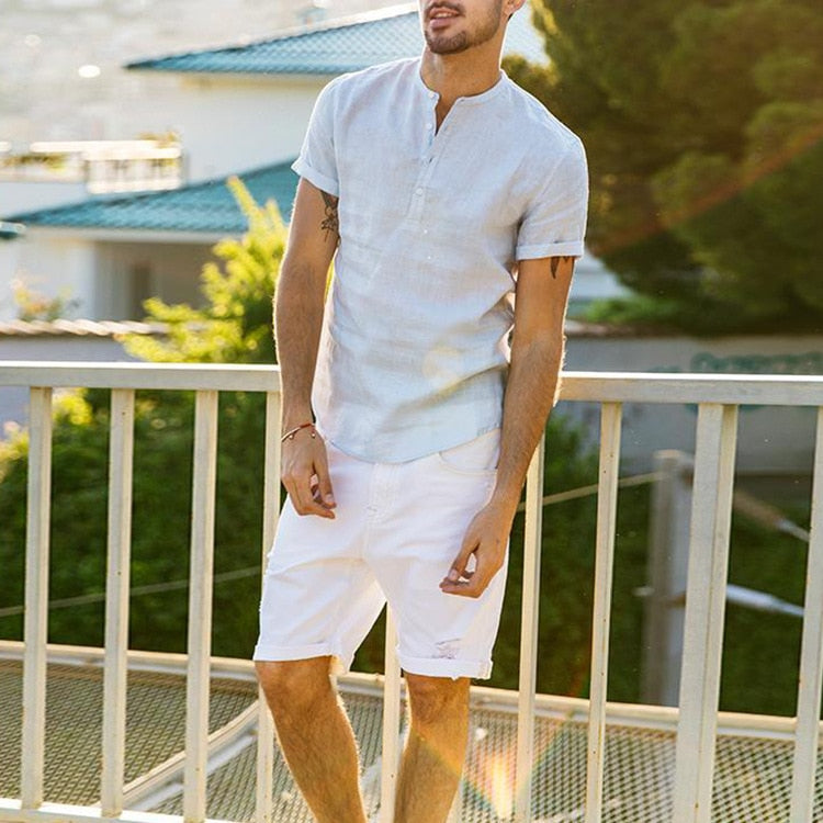 Trendy heren luchtige top in ontspannen pasvorm; stijlvol, casual en comfortabel voor de zomer.