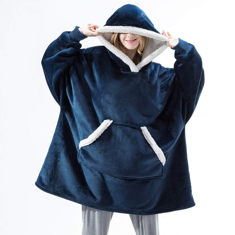 Luxe loungewear: oversized hoodie deken voor ontspanning & warmte. Perfect cadeau.