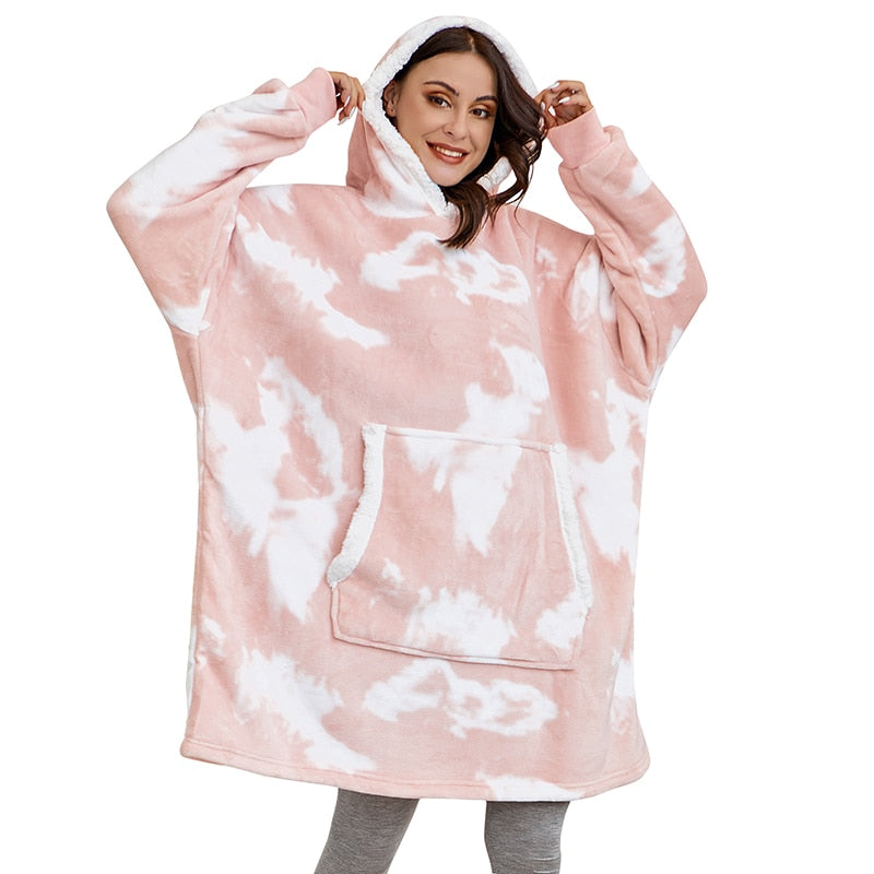 Zachte unisex loungewear hoodie deken, ideaal voor ontspanning en relaxmomenten.