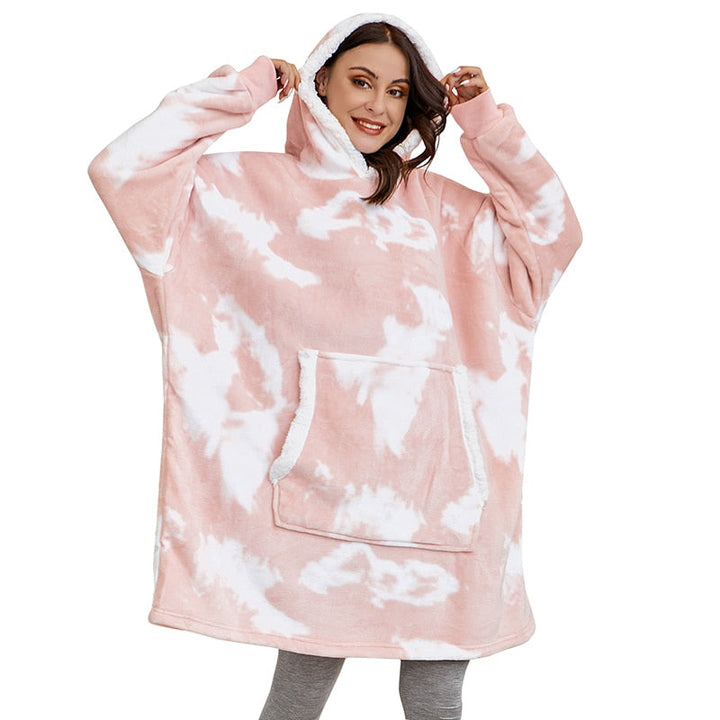 Zachte unisex loungewear hoodie deken, ideaal voor ontspanning en relaxmomenten.