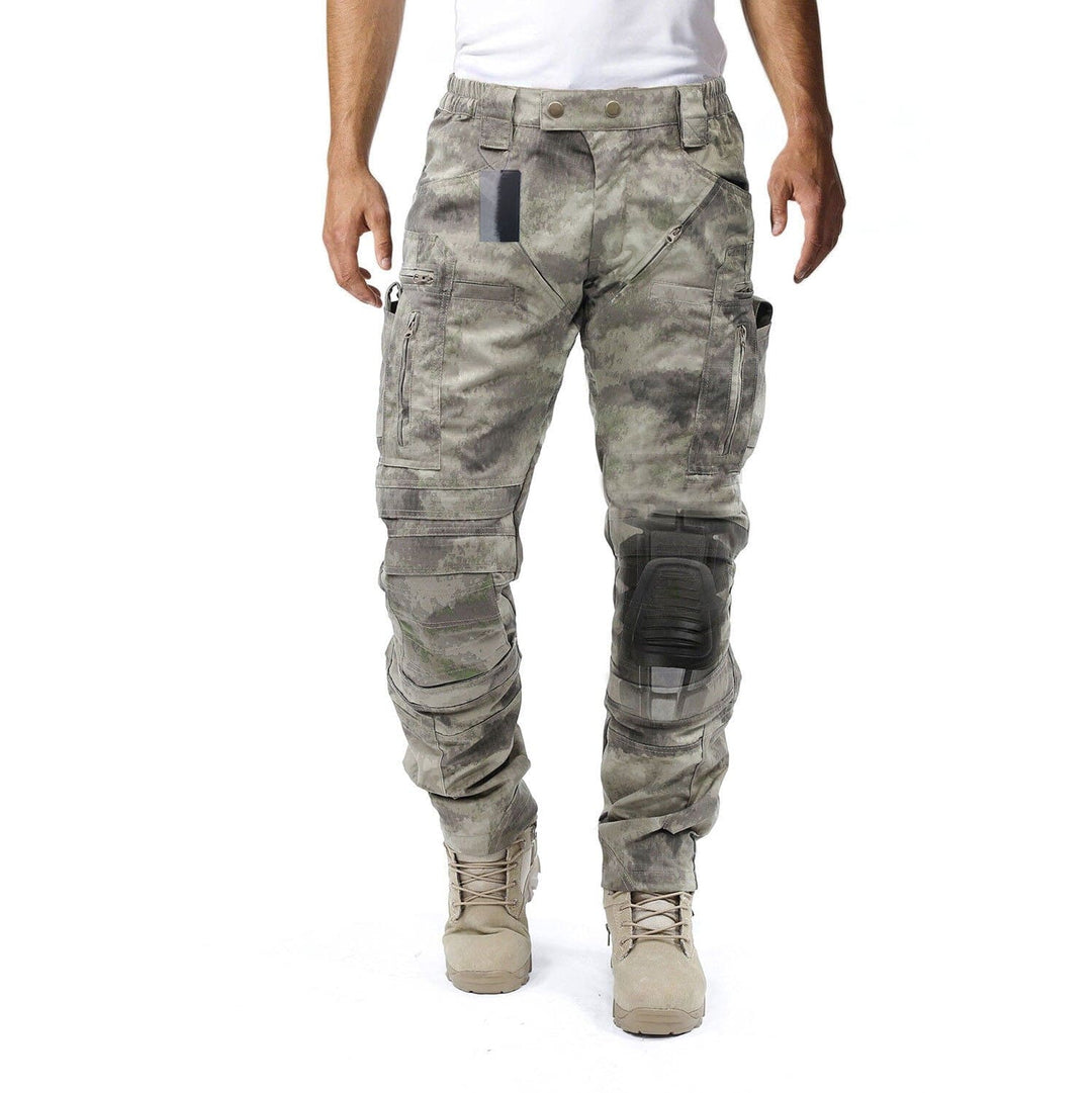 Groene tactische cargo broek voor heren met geïntegreerde kniebescherming voor outdoor activiteiten