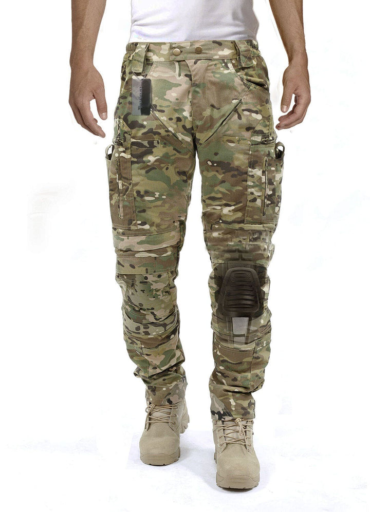 Comfortabele heren cargo broek met bescherming, getoond in een stoere en actieve stijl