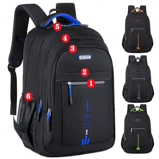 Herenrugzak met meerdere hoofdvakken en een speciaal laptopcompartiment, zeer georganiseerd voor tech.