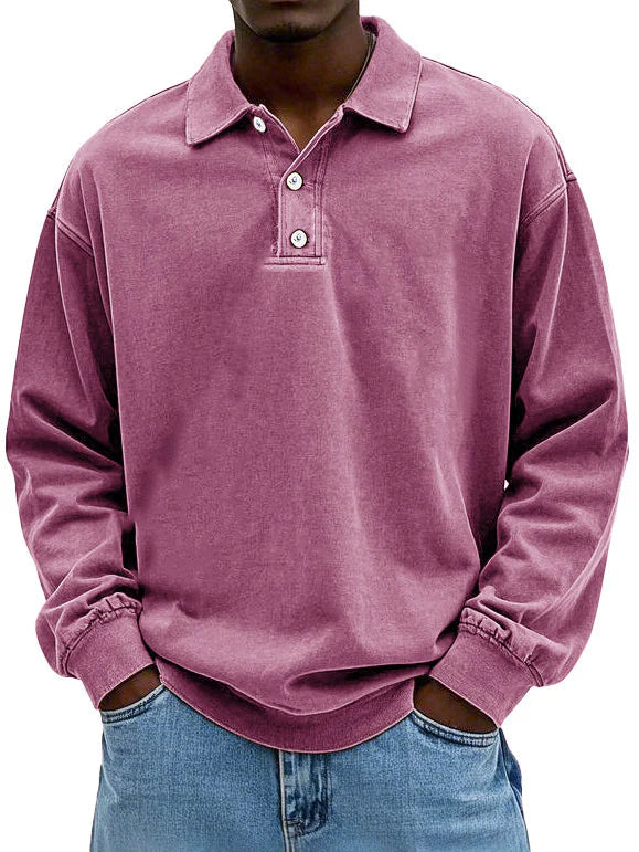 Comfortabel heren poloshirt met lange mouwen en klassieke kraag in casual stijl