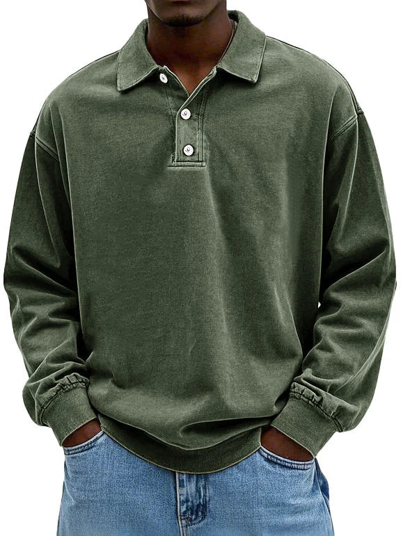 Stijlvolle herenmode: relaxte pasvorm poloshirt met lange mouwen voor lente en herfst