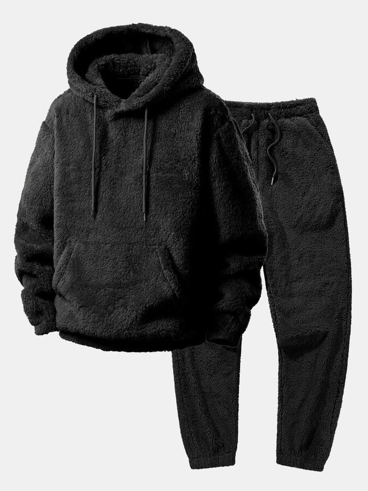 Comfortabele pluche jogger broek passend bij de unisex loungeset