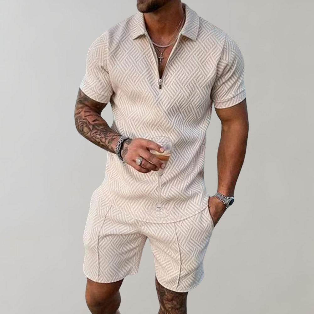 Ademende korte broek voor heren, onderdeel van de comfortabele zomerset. Ideaal voor casual zomerkleding en sportieve heren.
