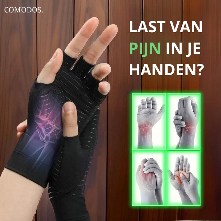 Unisex compressiehandschoenen bieden effectieve handpijn verlichting bij artritis, carpaaltunnel en reuma.