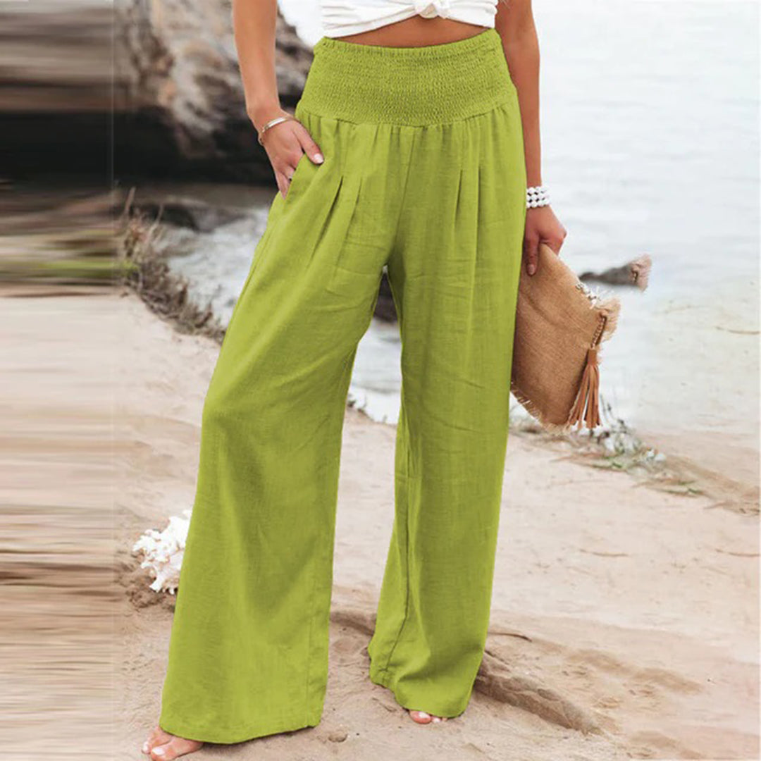 Moderne dames zomerbroek met relaxte pasvorm en elastische band, comfortabel en stijlvol voor elke dag.