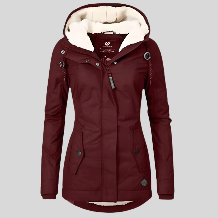 Warme lange dames winterjas, waterdicht met capuchon, biedt optimale bescherming tegen kou en wind.