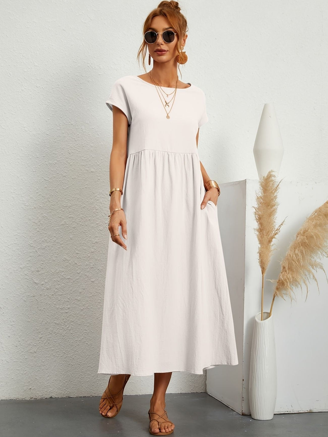 Luchtige dames midijurk met korte mouwen voor een comfortabele zomerlook