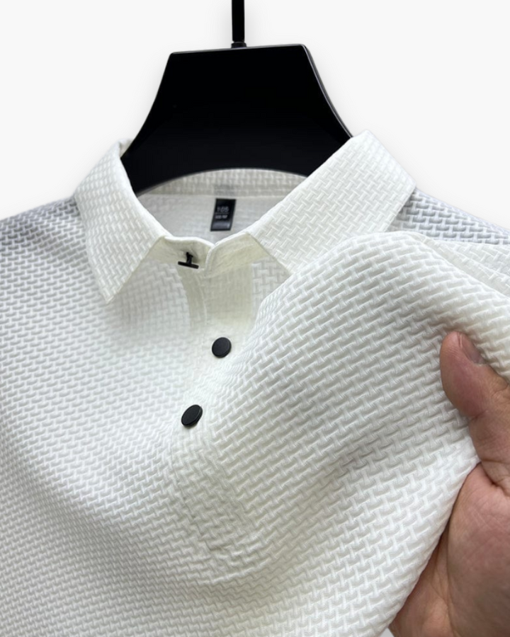 Marineblauwe heren polo met comfortabele pasvorm