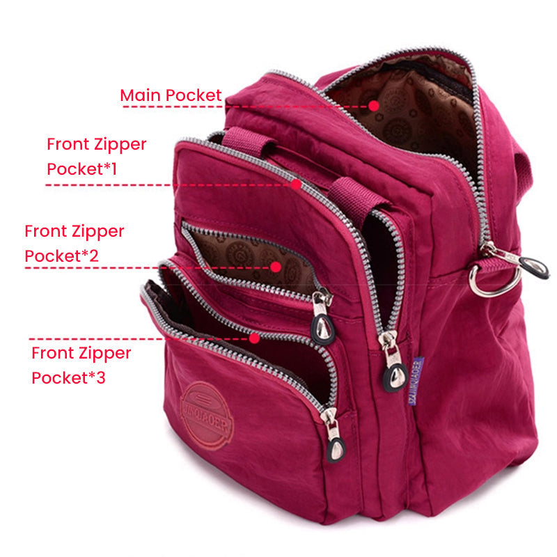 Dames crossbody tas met verstelbare riem, waterdicht en multifunctioneel voor een actieve levensstijl.