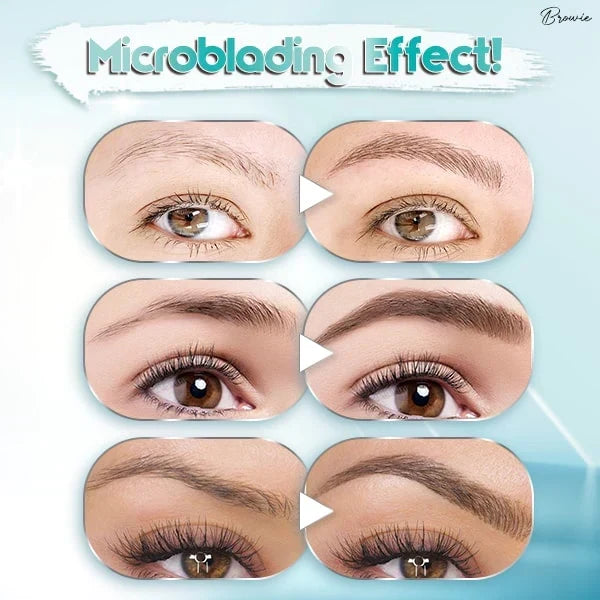 Gedetailleerde close-up van een oog met de applicatie van de microblading wenkbrauwpen