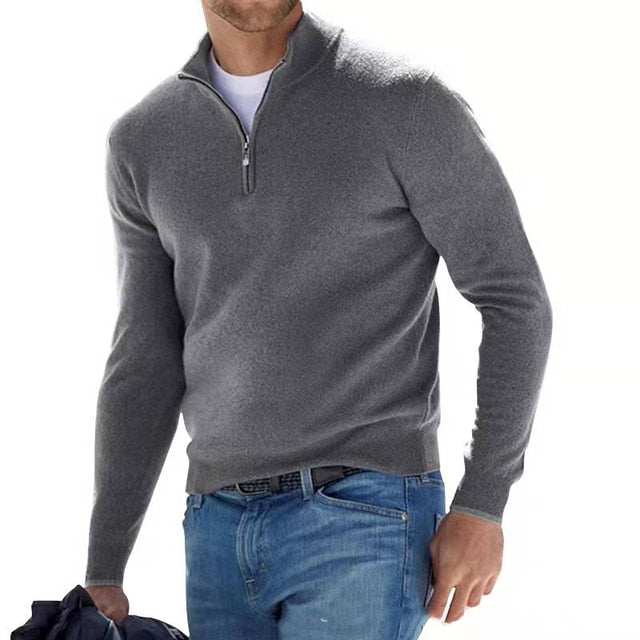 PP3 Luca Belloni heren trui, V-hals met rits, van comfortabel merino wol, een must-have voor herenkleding.