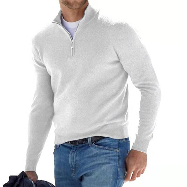 PP3 Luca Belloni merino wollen trui voor heren, V-hals met ritssluiting, perfect voor elke gelegenheid.