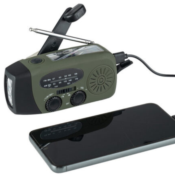 Groene Noodradio PowerSafe Mini met zonnepaneel en uittrekbare antenne