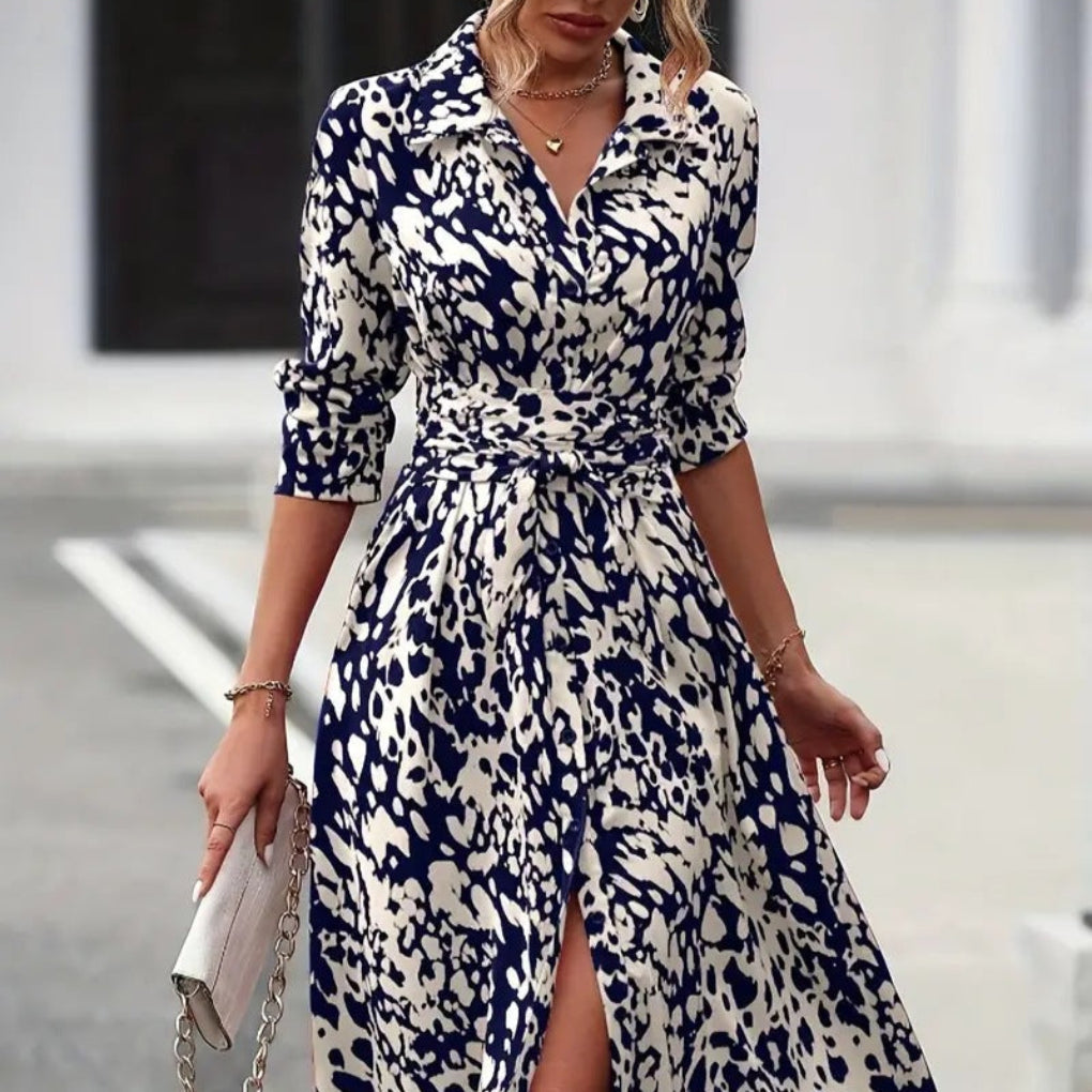 Mooie midi A-lijn zomerjurk met strikceintuur voor dames, ademend en comfortabel, perfect voor elke gelegenheid.