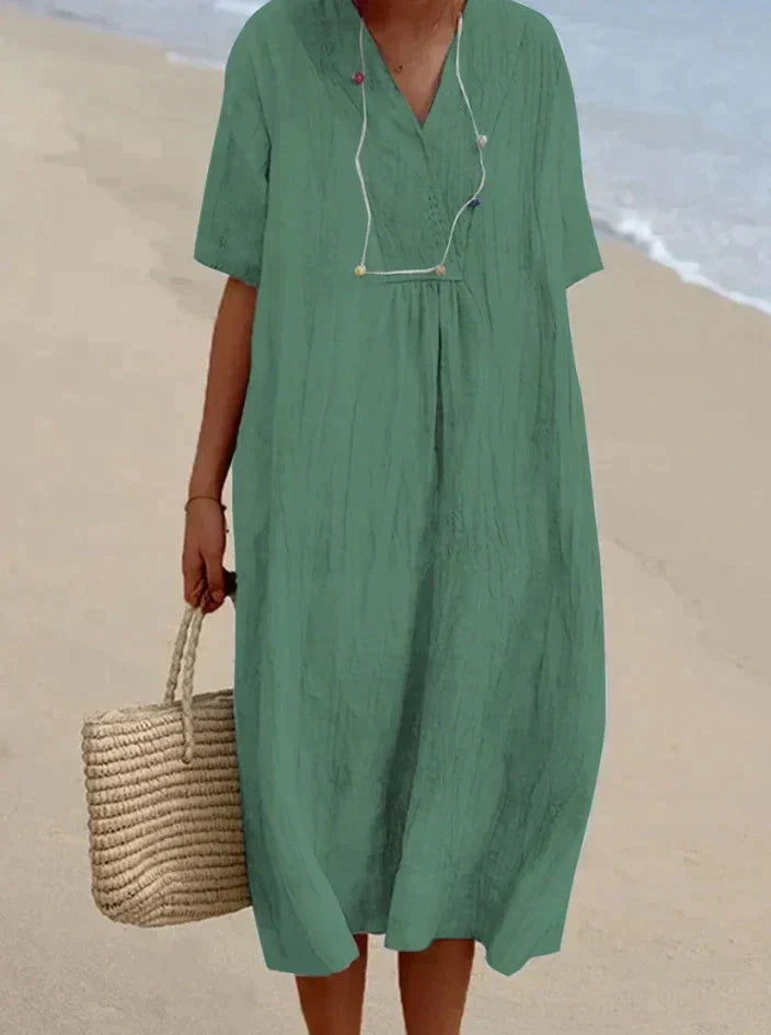 Groene dames zomerjurk Aria met comfortabele pasvorm voor warme zomerdagen