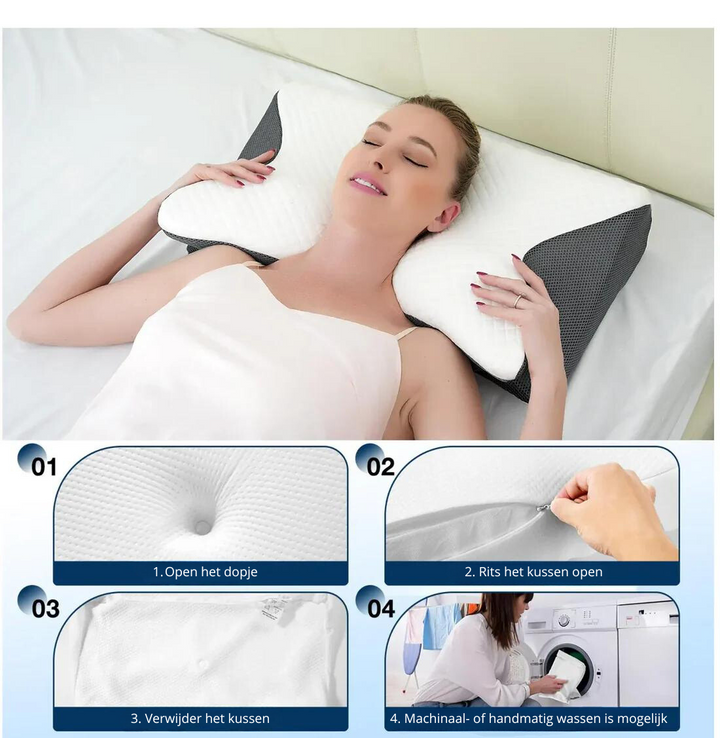 Ademend geheugenschuim ergonomisch slaapkussen voor optimaal comfort en effectieve nekpijnverlichting.