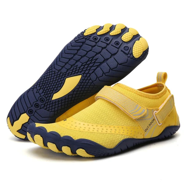 Orthopedische waterschoenen die voetgezondheid bevorderen, met blotevoetengevoel voor unisex comfort bij strand en outdoor.